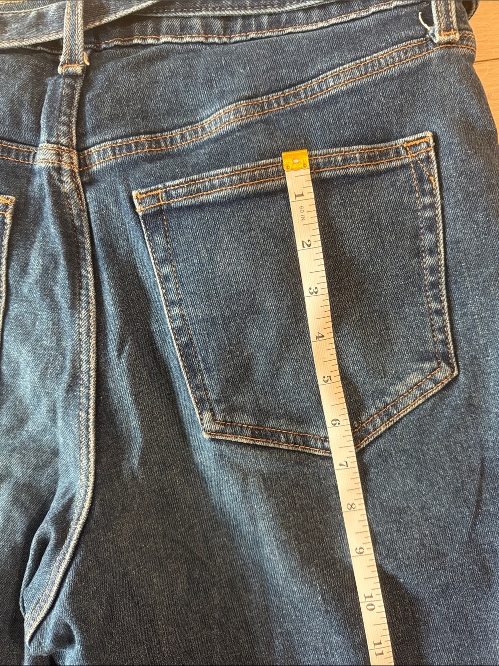 GAP Jeans - Indigo, Wide Leg, Raw Edge, High-Rise, Self Belt - Picture 12 of 13